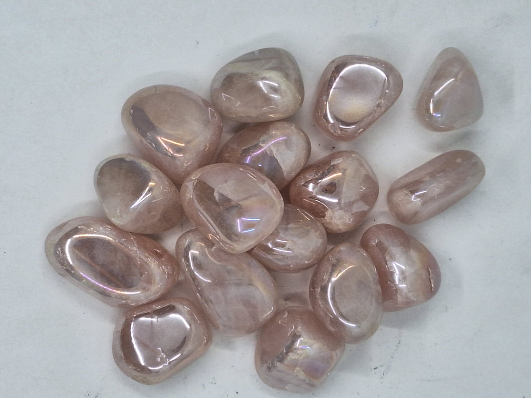 Rose Quartz Aura Tumbled 1/2 lb bag