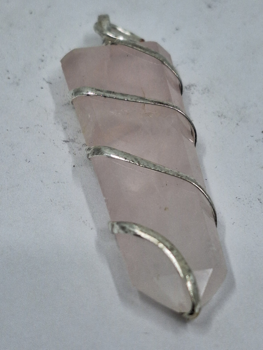 Rose Quartz Wire Wrap Pendant 1 3/4