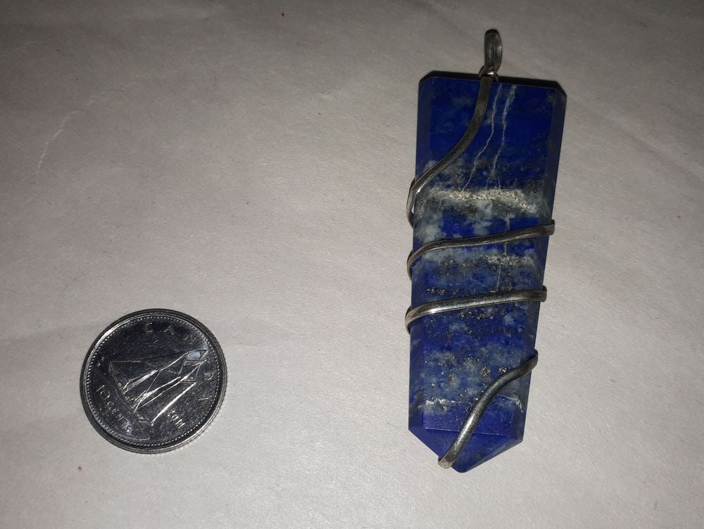 PELL01 Lapis Lazuli Wire Wrapped Pendant Point