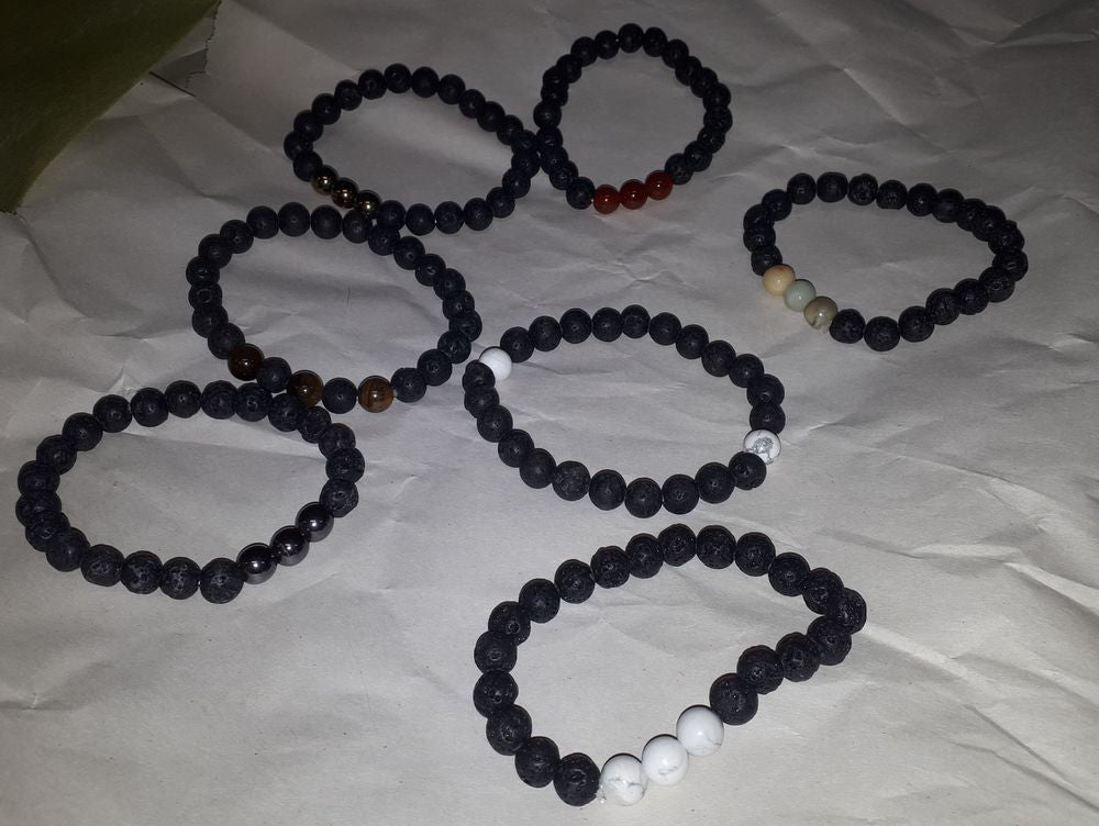 Lava Beads with Stones Bracelet Each